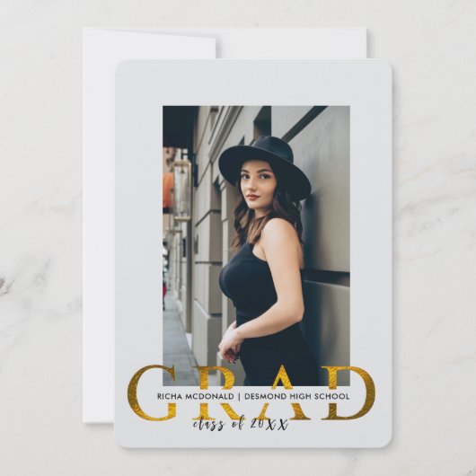 Afstudeerfeest Uitnodigen, Minimal Photo Afstudeer Kaart (Voorkant)