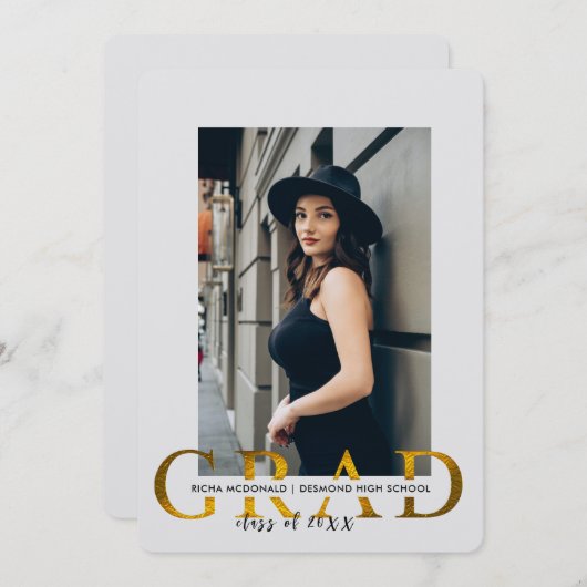 Afstudeerfeest Uitnodigen, Minimal Photo Afstudeer Kaart (Voorkant / Achterkant)