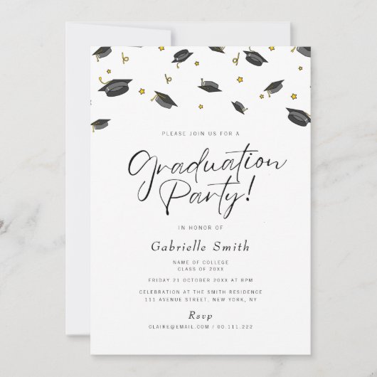 Afstudeerfeest uitnodiging met confetti (Voorkant)