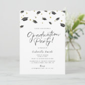 Afstudeerfeest uitnodiging met confetti (Staand voorkant)