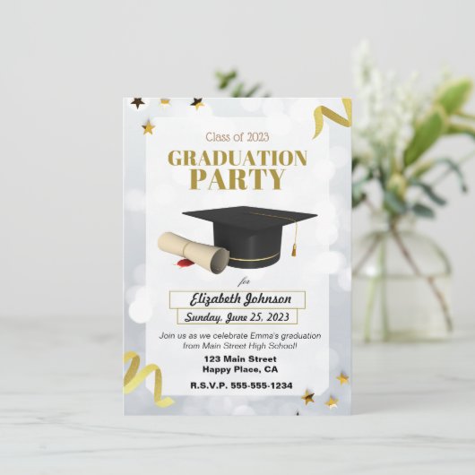 Afstudeerfeest uitnodigingen (Staand voorkant)