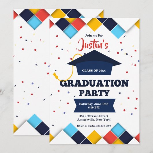  Afstudeerfeest uitnodigingen (Voorkant / Achterkant)