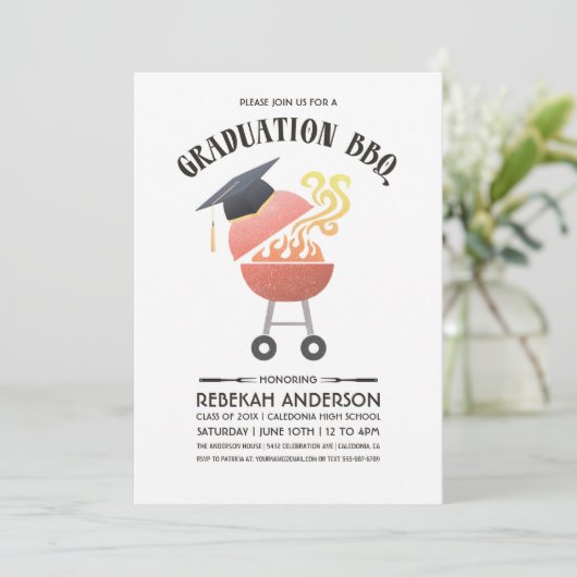Afstudeerfeest uitnodigingen | BBQ Party (Staand voorkant)