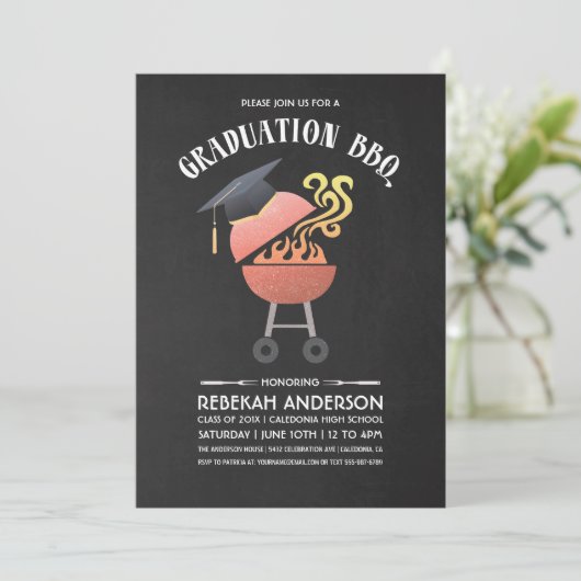 Afstudeerfeest uitnodigingen | BBQ Party (Staand voorkant)