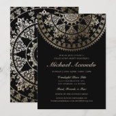 Afstudeerfeest uitnodigingen | Elegante goudfolie (Voorkant / Achterkant)