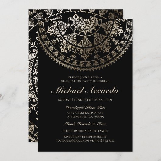  Afstudeerfeest uitnodigingen | Elegante goudfolie (Voorkant / Achterkant)