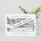 Afstudeerfeest uitnodigingen | hoogste Vintage (Staand voorkant)