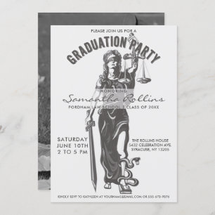 Afstudeerfeest uitnodigingen Lady Justice