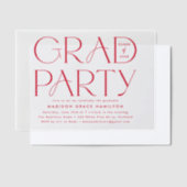 Afstudeerfeest van de moderne rode typografie vellum uitnodigingen (Offset)