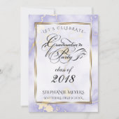 Afstudeerfeest Violet & Goud Marmer Kaart (Voorkant)
