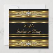 Afstudeerfeest voor meisjes zwart en goud kaart (Voorkant)
