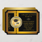 Afstudeerfeest voor zwart en goud kaart (Voorkant / Achterkant)