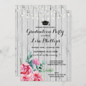 Afstudeerfeest Waterverf Bloemenhout Uitnodigen Kaart (Voorkant / Achterkant)