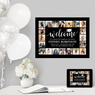 Afstudeerfeest Welkom 20 Photo Collage Zwart Poster