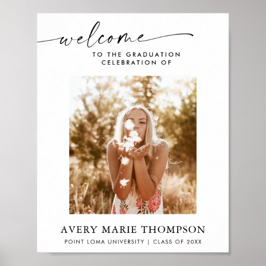 Afstudeerfeest Welkomstbord | Boho Foto Welkom Poster (Voorkant)