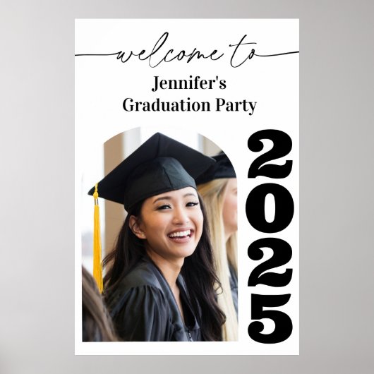 Afstudeerfeest welkomstbord met foto poster (Voorkant)
