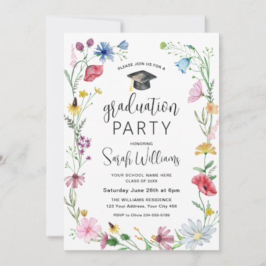 Afstudeerfeest Wildbloemen Kaart (Voorkant)