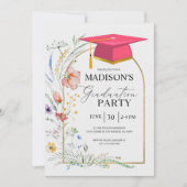 Afstudeerfeest WildFlowers Roze Afstudeerder Pet Kaart (Voorkant)