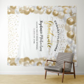 Afstudeerfeest Wit Gouden Ballonnen Slinger Wandkleed (In Situ (horizontaal))