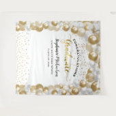 Afstudeerfeest Wit Gouden Ballonnen Slinger Wandkleed (Voorkant (horizontaal))