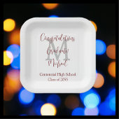 Afstudeerfeest Wit Grijs Bourgogne Naam Monogram Papieren Bordje