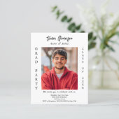 Afstudeerfeest witte zwarte foto 2025 uitnodiging (Staand voorkant)