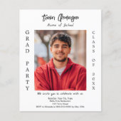 Afstudeerfeest witte zwarte foto 2025 uitnodiging (Voorkant)