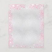 Afstudeerfeest zilver roze glitter uitnodiging (Achterkant)