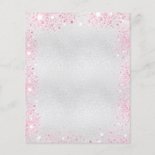 Afstudeerfeest zilver roze glitter uitnodiging (Achterkant)