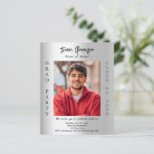 Afstudeerfeest zilveren foto 2025 uitnodiging (Staand voorkant)