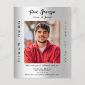 Afstudeerfeest zilveren foto 2025 uitnodiging (Voorkant)