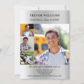 Afstudeerfeest zilveren fotocollage kaart (Voorkant)