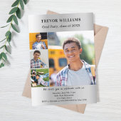 Afstudeerfeest zilveren fotocollage kaart