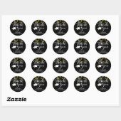 Afstudeerfeest Zwarde Gouden Confetti Script HARTE Ronde Sticker (Vel)