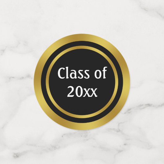 Afstudeerfeest zwart en faux goud confetti (Kleine voorkant)