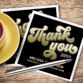Afstudeerfeest zwart en goud bedankt servet