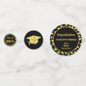 Afstudeerfeest Zwart en Goud Personaliseer Foto Confetti (Achterkanten)