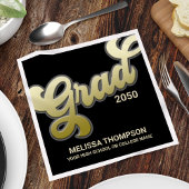 Afstudeerfeest Zwart en Goud Typografie Servet