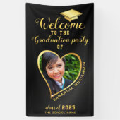 Afstudeerfeest Zwart Goud Custom Photo Welkom Spandoek (Verticaal)