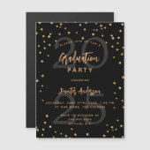 Afstudeerfeest zwart goud jaar sterren luxe magnetische uitnodiging (Voorkant / Achterkant)