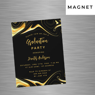 Afstudeerfeest zwart goud moderne luxe magnetische uitnodiging