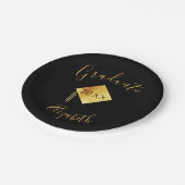 Afstudeerfeest zwart goud pet 2023 papieren bordje (Gekanteld)