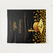 Afstudeerfeest zwart goud pet afstuderen 2025 wandkleed (Voorkant (horizontaal))