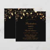 Afstudeerfeest zwart goud sterren klasse kaart (Voorkant / Achterkant)