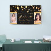 Afstudeerfeest zwart goud sterren twee foto spandoek (Beurs)