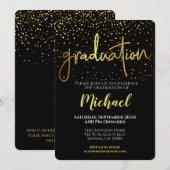 Afstudeerfeest Zwart Goud Typografie Kaart (Voorkant / Achterkant)