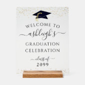 Afstudeerfeest Zwart Goud Welkom Acryl Bord (Voorkant)