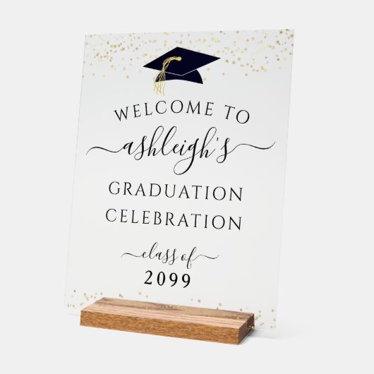 Afstudeerfeest Zwart Goud Welkom Acryl Bord (Hoek)