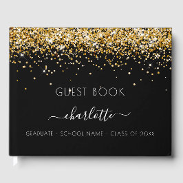 Afstudeerfeest zwart gouden glitter gastenboek