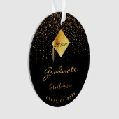 Afstudeerfeest zwart gouden pet ornament (voorkant)
